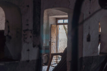 Fototapeta na wymiar Abandoned haunted distillery next to an old palace in Poland 