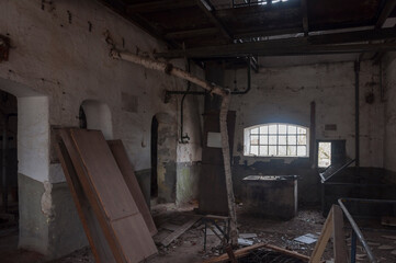 Abandoned haunted distillery next to an old palace in Poland 