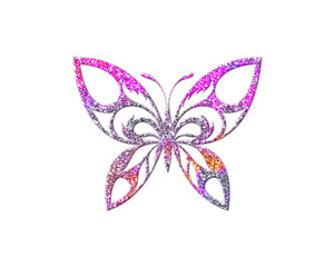Butterfly Pink Colorful Glitters Icon Logo Symbol illustration