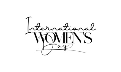 International Women's Day. Brush calligraphy style vector template design for banner, card, poster, background.