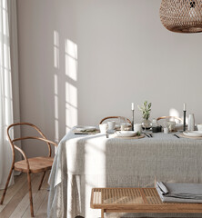 dining room interior in bright colors with wicker furniture a… © J.Zhuk