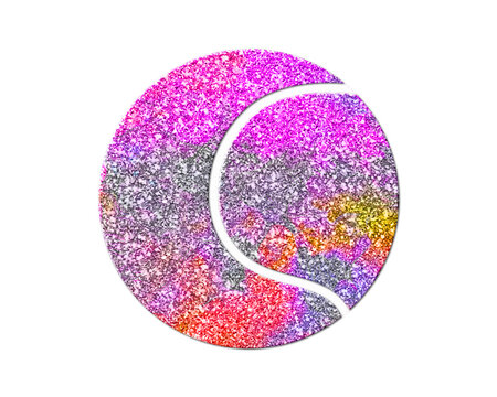 Tennis Cricket Ball Pink Colorful Glitters Icon Logo Symbol Illustration