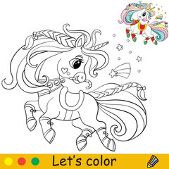 Fototapeta premium Coloring with template christmas unicorn vector illustration