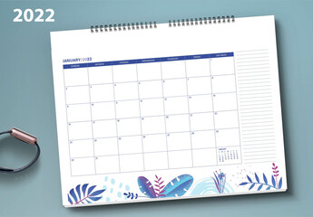 2022 Monthly Floral Desk Planner