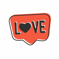 text word love word with heard on speech bubble