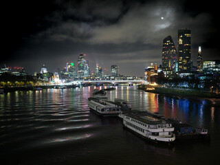 city harbor at night