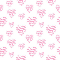 Abstract seamless background with pink hearts for wrapping