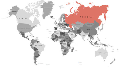 World map. Color vector modern. Map of Russia. russian federation	
