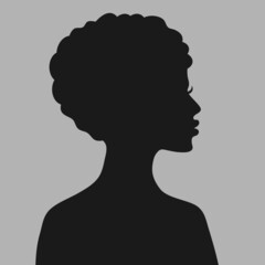 Profile of a young woman. Default avatar profile icon.Black placeholder photo. Vector illustration