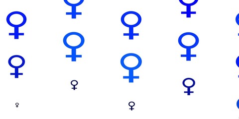 Light BLUE vector texture with women's rights symbols.