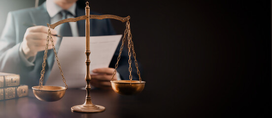 Lawyer working in the office. Law and justice.