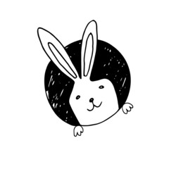 Easter rabbit, easter Bunny.hand drawing, outline.Vector illustration.
