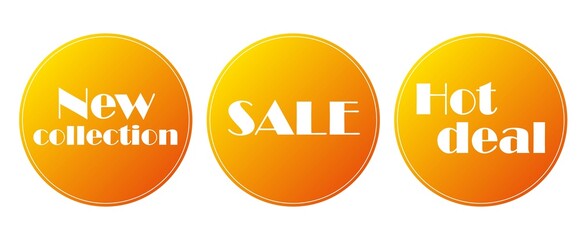 Vector Stickers - New collection, Sale, Hot deal. Set of Promo badges or labels isolated on a white background.