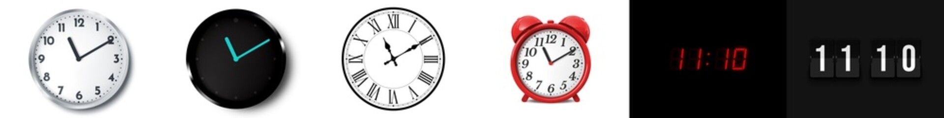 11:10 (AM and PM) or 23:10 time clock icons