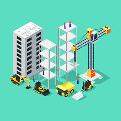 Obraz premium Building under construction isometric