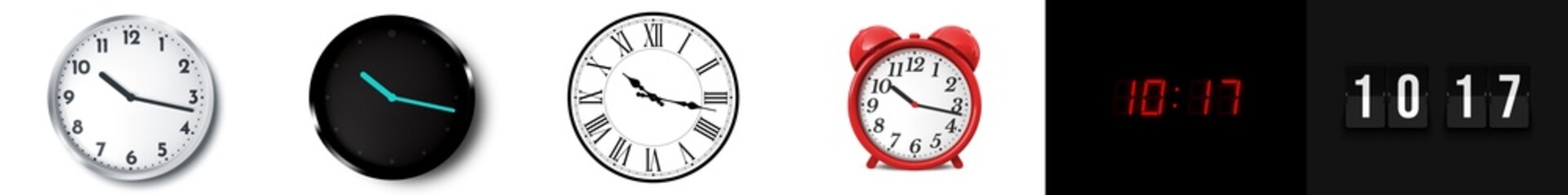 10:17 (AM and PM) or 22:17 time clock icons