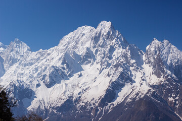 Fototapeta premium Snowy mountain peaks in the Himalayas Manaslu region