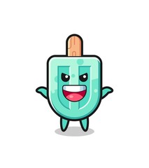 the illustration of cute popsicles doing scare gesture