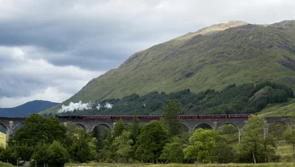 Cercles muraux Viaduc de Glenfinnan Steam Train on the Glenfinnan Viaduct, West Highland Railway, Scotland