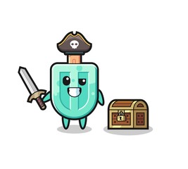 the popsicles pirate character holding sword beside a treasure box
