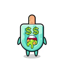 popsicles character with an expression of crazy about money