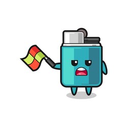 lighter cartoon as the line judge hold the flag up at a 45 degree angle