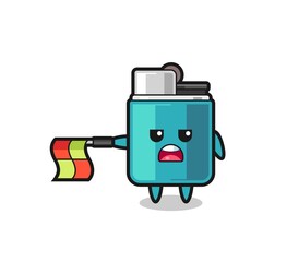 lighter character as line judge hold the flag straight horizontally