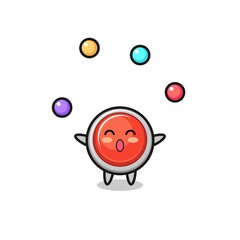 the emergency panic button circus cartoon juggling a ball
