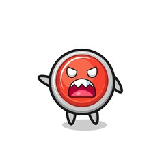 cute emergency panic button cartoon in a very angry pose