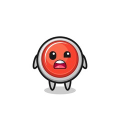 the shocked face of the cute emergency panic button mascot