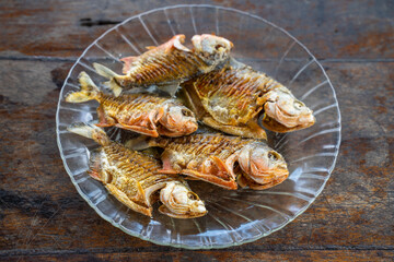 Plate of freshly caught piranhas, at Sacambu Reserve, Peru