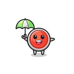 cute emergency panic button illustration holding an umbrella