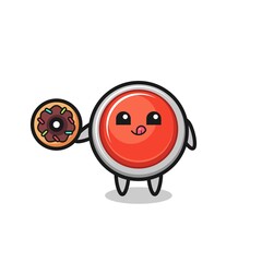 illustration of an emergency panic button character eating a doughnut