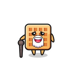 Fototapeta premium cute waffle grandpa is holding a stick