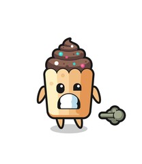 the illustration of the cupcake cartoon doing fart