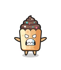 wrathful expression of the cupcake mascot character