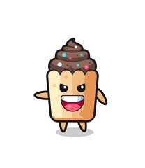 cupcake cartoon with very excited pose