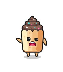 cartoon cupcake character as a football referee giving a yellow card