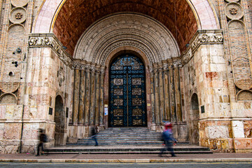 wide angule of church doors