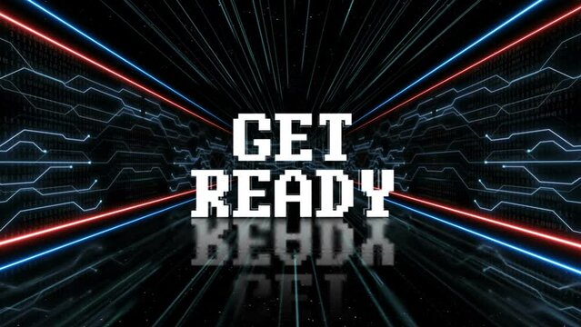 GET READY Text in a Tech Room, with Alpha Matte, Loop
