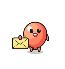 cartoon illustration of balloon holding a yellow letter
