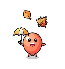 cartoon of the cute balloon holding an umbrella in autumn