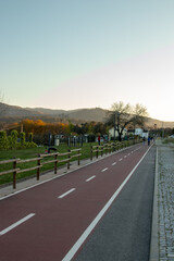 Fototapeta premium Bike lane in São Pedro do Sul next to the old city train station, Portugal