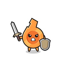 cute whistle soldier fighting with sword and shield