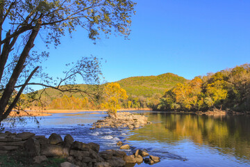 Looking out over where the White River meets the Buffalo River in Buffalo City, Arkansas 