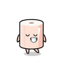 tissue roll cartoon illustration with a shy expression