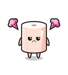 annoyed expression of the cute tissue roll cartoon character