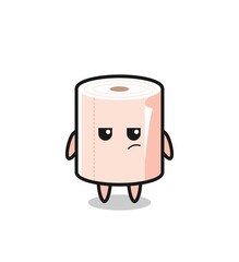 cute tissue roll character with suspicious expression
