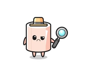 the mascot of cute tissue roll as a detective