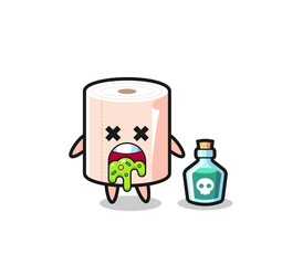 illustration of an tissue roll character vomiting due to poisoning